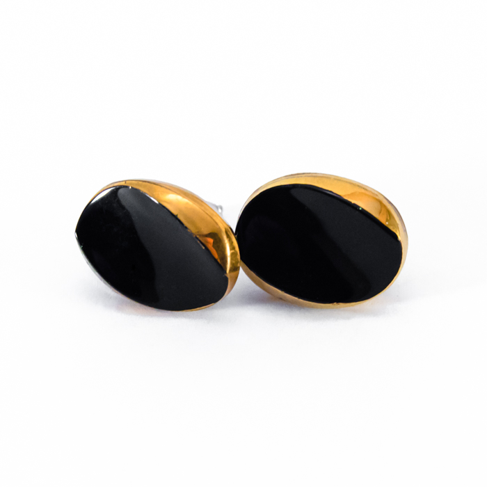 Black and golden studs earrings Yvette