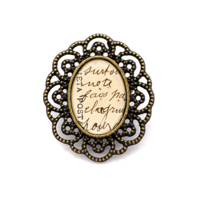 Broche Carte postale vintage Ecriture