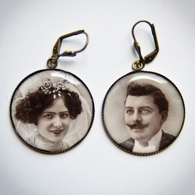 Boucles couple marié carte postale