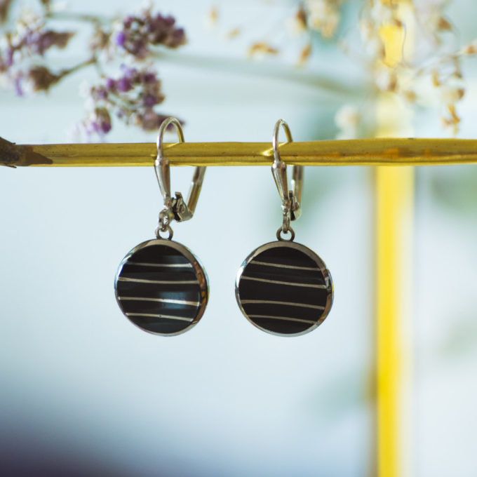 Boucles d'oreilles dormeuses bouton ancien Louise inspiration vintage