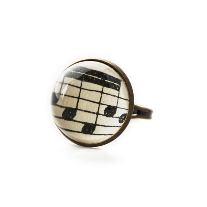 Bague Partitions Quatre Double Croches noir