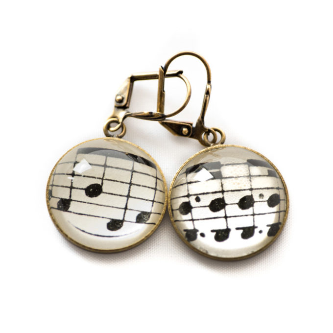 Boucles d'oreilles dorée Partitions Notes Musique noires