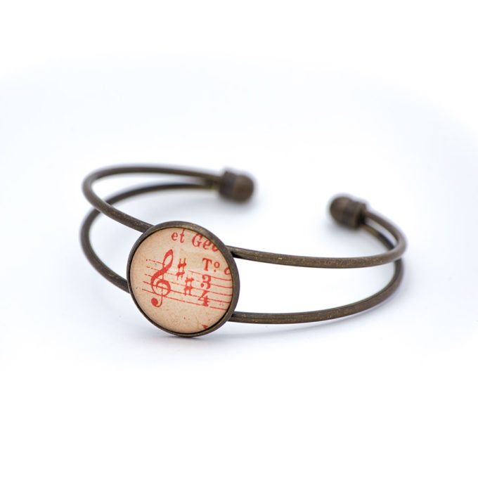 Bracelet partition musique clé rouge