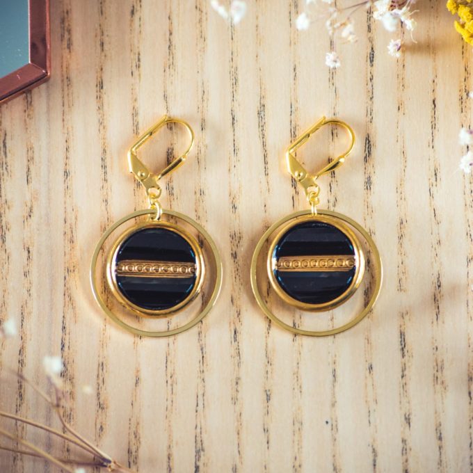 Assuna - Boucles d'oreilles tendance grandes dormeuses cercles Constance or inspiration vintage