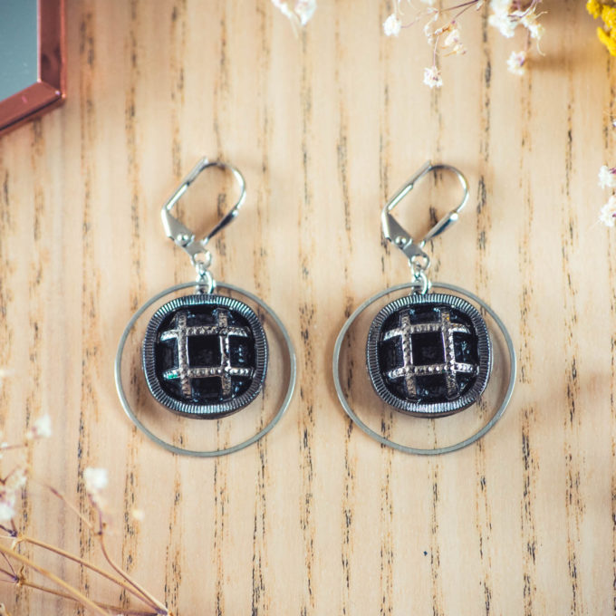 Assuna - Boucles d'oreilles grandes dormeuses cercles Paulette argent inspiration vintage