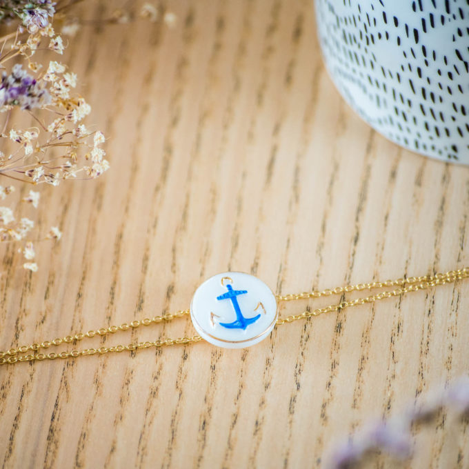 Assuna - Bracelet double chaîne Marine - inspiration vintage