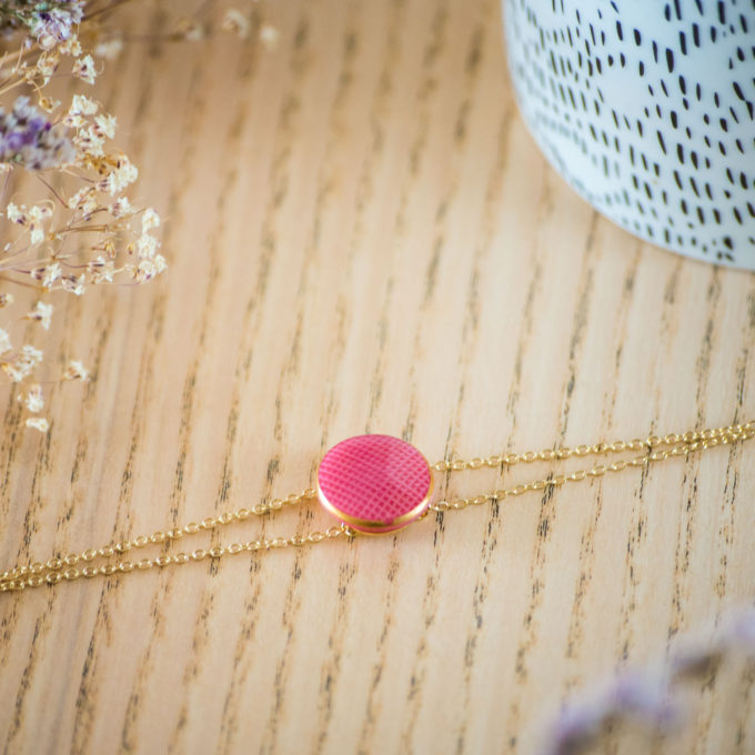 Assuna - Bracelet double chaîne Rose - inspiration vintage