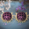 Assuna - Boucles Solare Reine rose - Boucles d'oreilles bouton ancien sur estampe solaire