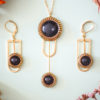 Assuna - Collier et boucles d'oreilles Ysée Eva - bijoux léger géométrique bouton ancien inspiration vintage -