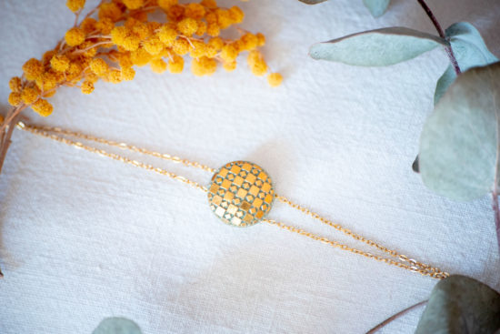 Assuna – Bracelet chaîne double Eugénie kaki inspiration vintage