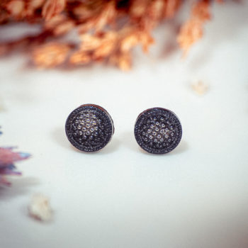 Assuna - Boucles d'oreilles puces mini Perette gris et noir - bouton ancien 1940 - clous d'oreilles acier inoxydable