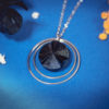 Assuna - Collier Lunare Angèle bleu noir - bouton ancien 1940 - collier d'inspiration vintage en forme de croissant de lune