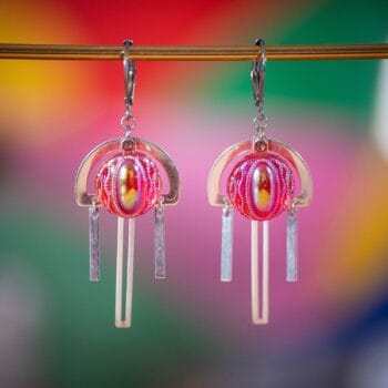Boucles Médusa Aurélia Candice framboise argent