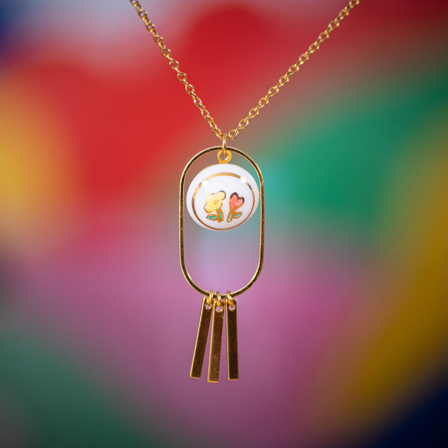 Assuna Medusa Obélia collier Luce à fleurs – bijou vintage bouton ancien rétro collier ajouré collier léger bijou unique