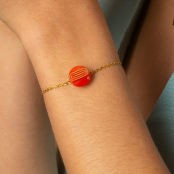 Assuna étoile bracelet chaîne simple bouton ancien Georgette orange