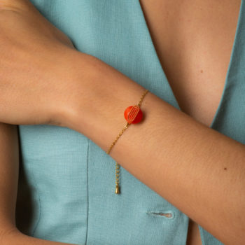 Assuna étoile bracelet chaîne simple bouton ancien Georgette orange
