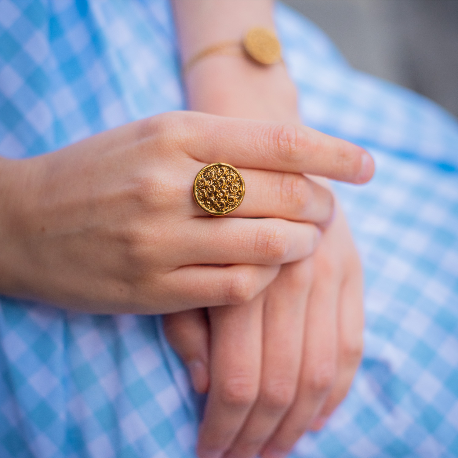 Petite bague Aurore – bouton ancien 1940 – Assuna – bijoux d’inspiration vintage